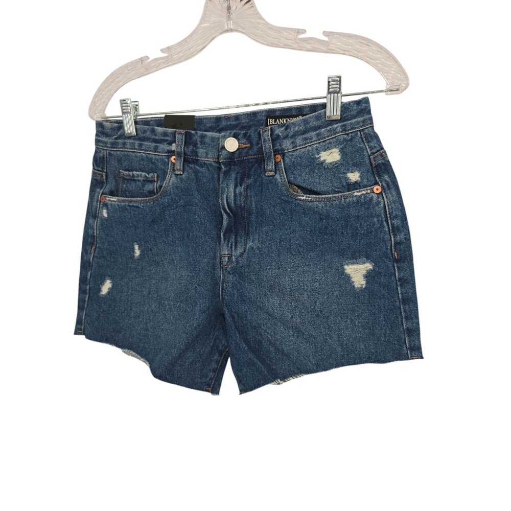 Blank NYC Size 27 Womens Jean Shorts Distressed The Perry Mom High Rise NWT
